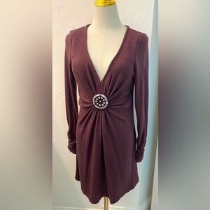 Beige by eci Burgundy Long Sleeve Dress
